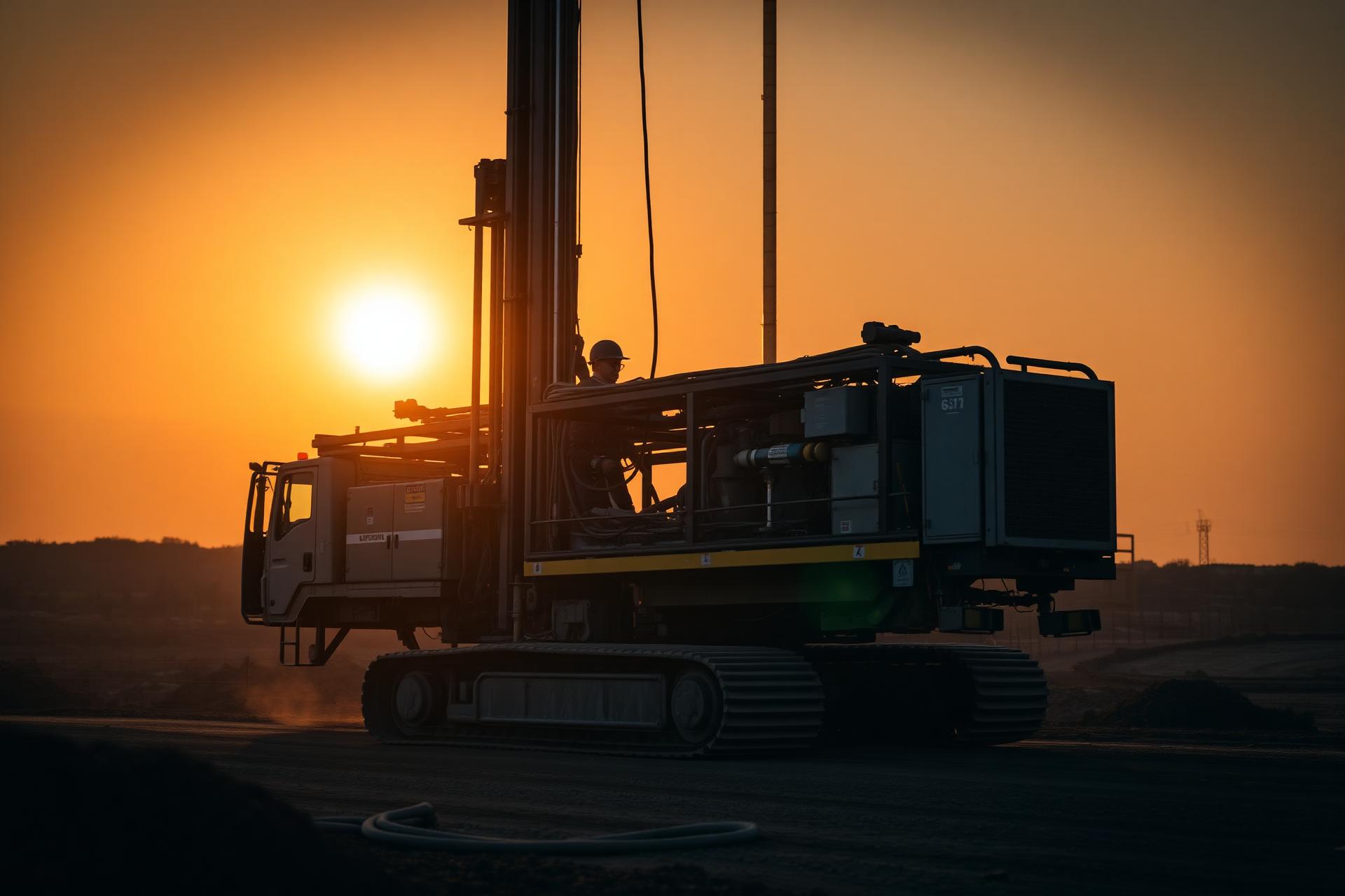 Drilling rig at dawn